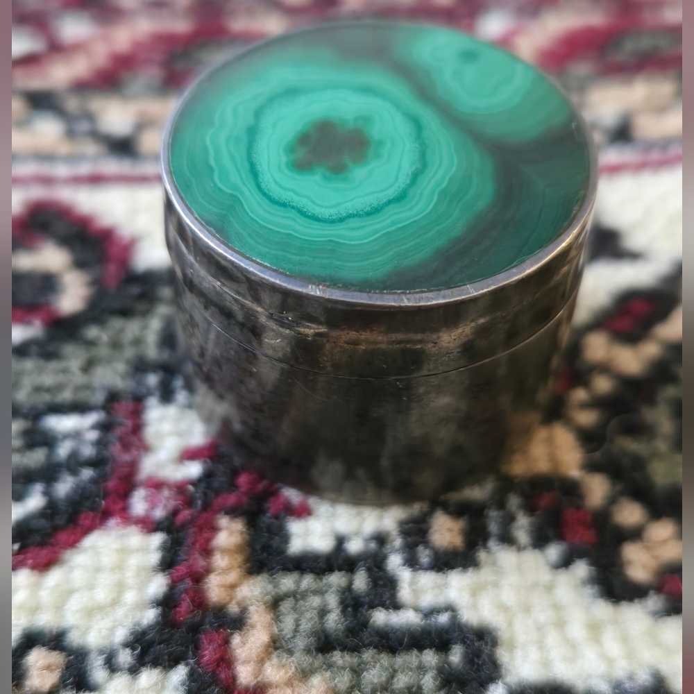 Vintage Malachite Sterling 925 Box